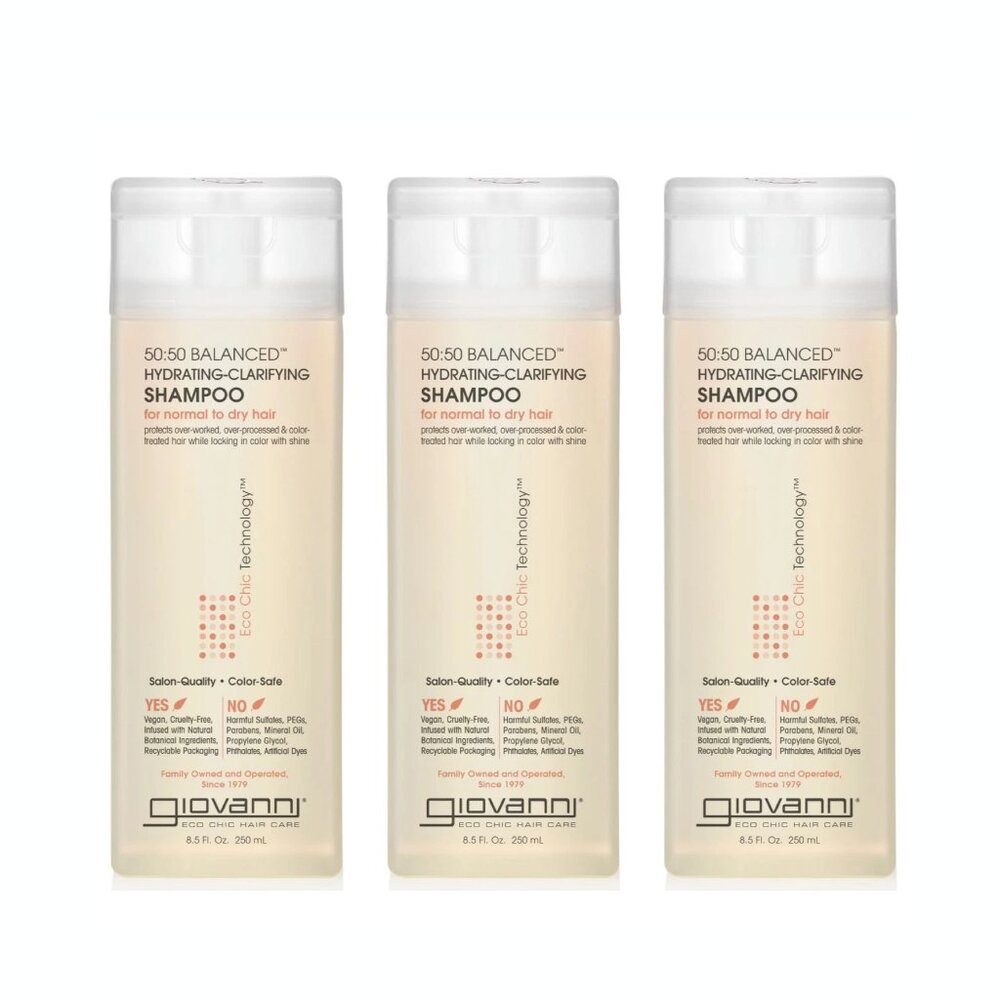 Giovanni 50:50 pH Balanced Hydrating Clarifying Shampoo 8.5 oz Lot of 3